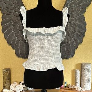 Aeropostale Linen Crop Top With Ruffles